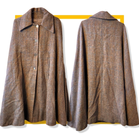 Vintage Jackets & Blazers - Vintage 70s | Handmade | Wool Tweed Cape